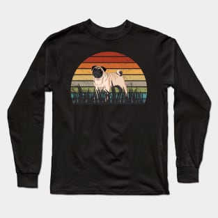 Vintage Sunset Pug Long Sleeve T-Shirt